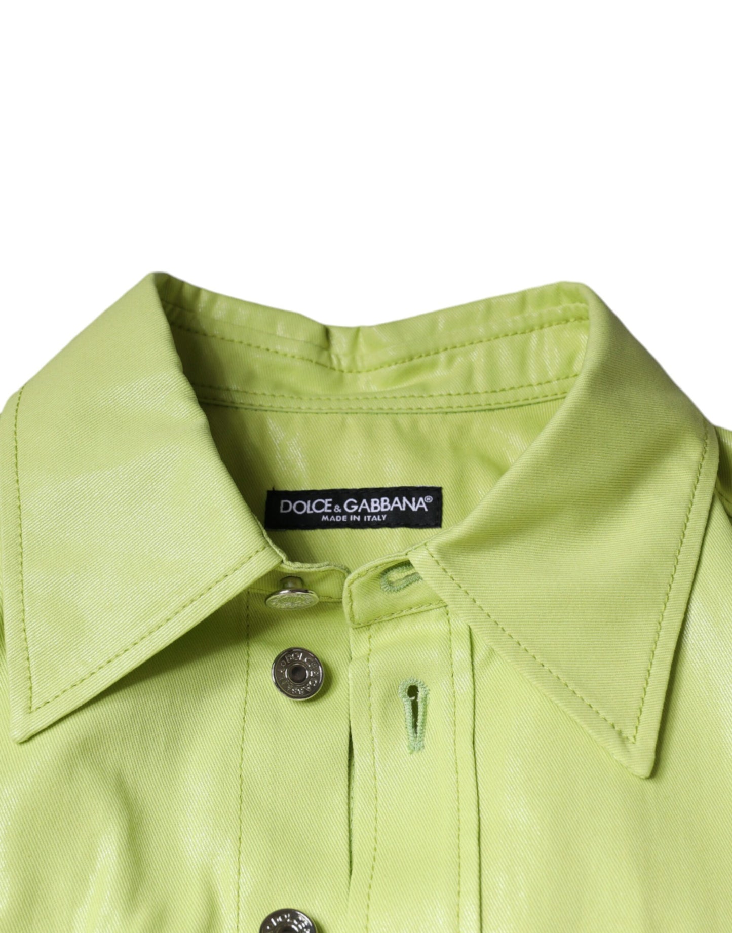 Camisa Dolce & Gabbana de hombre con cuello y botones, de algodón verde