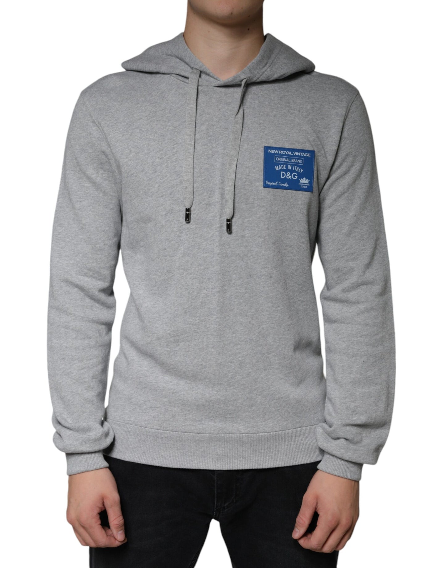 Sudadera con capucha y logo de algodón gris Dolce & Gabbana