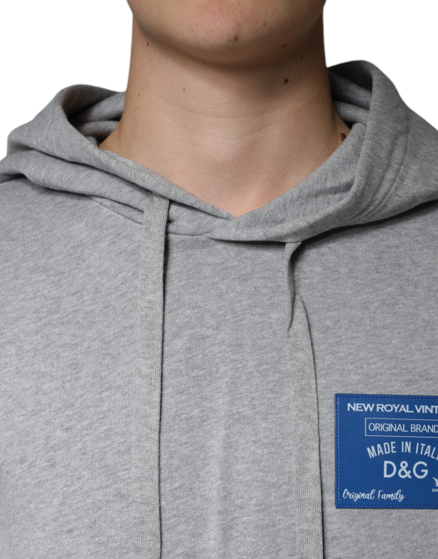 Sudadera con capucha y logo de algodón gris Dolce & Gabbana