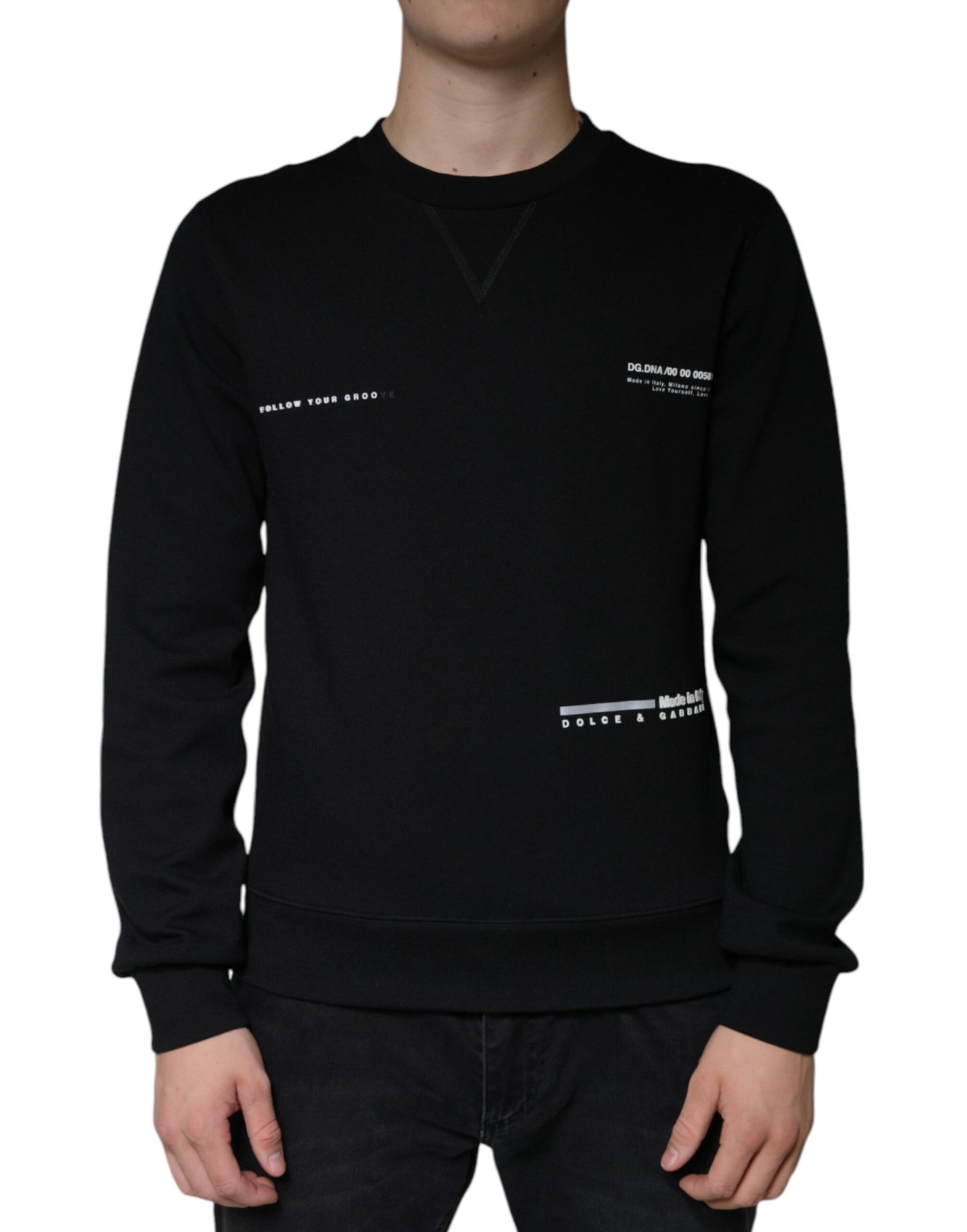 Dolce & Gabbana Suéter con cuello redondo y logo estampado negro