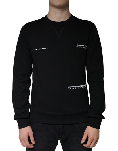 Dolce & Gabbana Suéter con cuello redondo y logo estampado negro