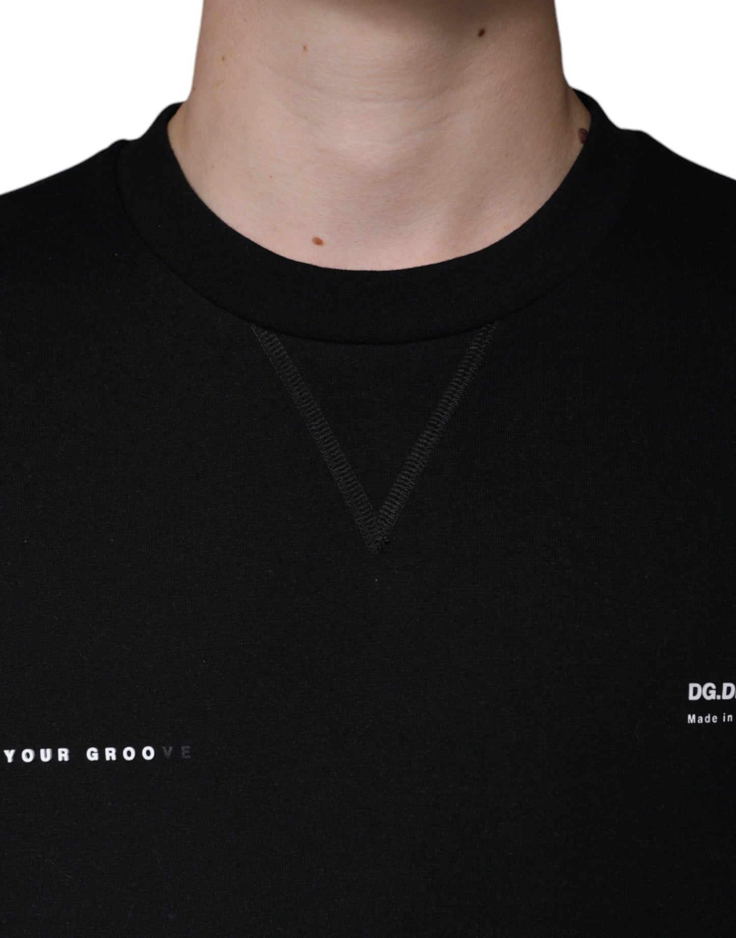 Dolce & Gabbana Suéter con cuello redondo y logo estampado negro