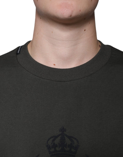 Suéter Dolce & Gabbana verde militar con cuello redondo y corona DG