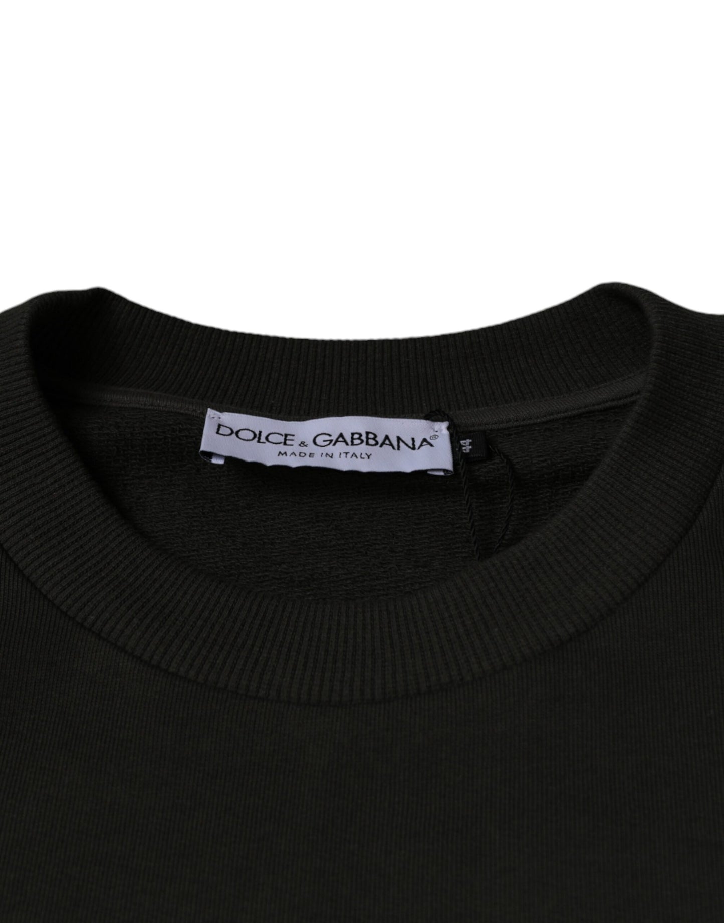 Suéter Dolce & Gabbana verde militar con cuello redondo y corona DG