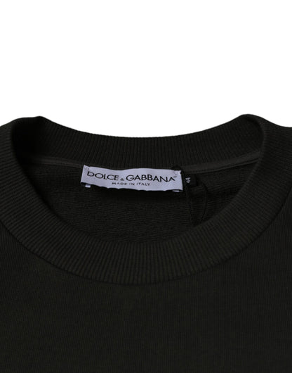 Suéter Dolce & Gabbana verde militar con cuello redondo y corona DG