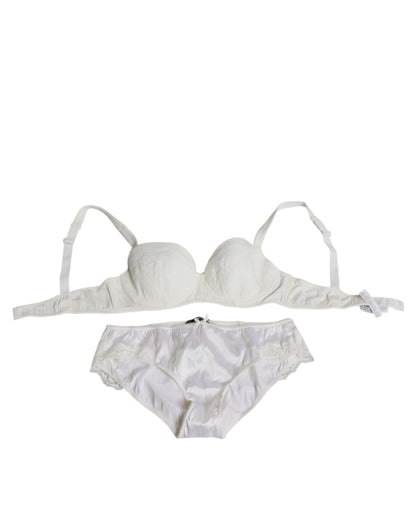 Ropa interior Dolce & Gabbana de seda elástica blanca con braga y sujetador balconette