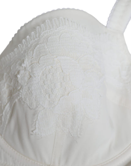 Ropa interior Dolce & Gabbana de seda elástica blanca con braga y sujetador balconette
