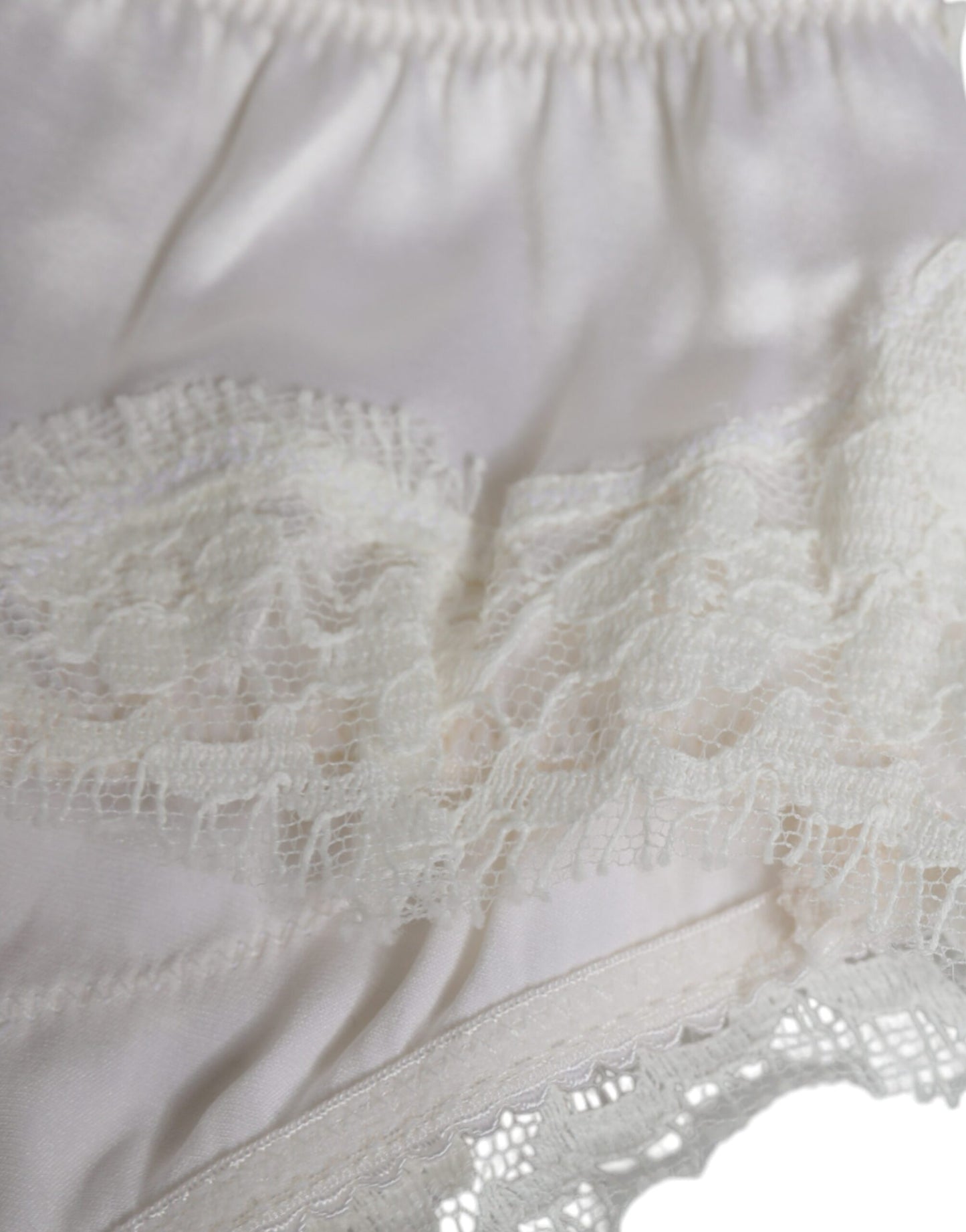 Ropa interior Dolce & Gabbana de seda elástica blanca con braga y sujetador balconette