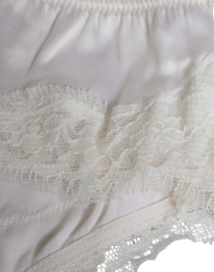 Ropa interior Dolce & Gabbana de seda elástica blanca con braga y sujetador balconette