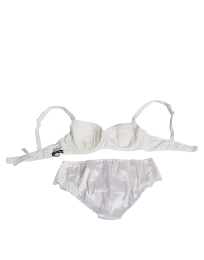 Ropa interior Dolce & Gabbana de seda elástica blanca con braga y sujetador balconette