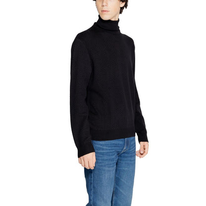Cuello de tortuga de algodón negro Armani Exchange