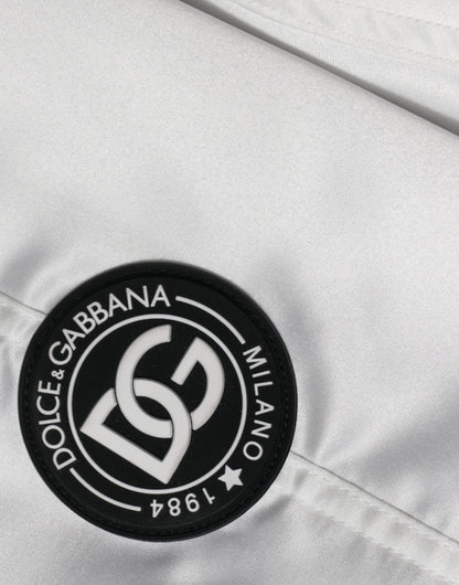 Chaqueta bomber con cremallera completa, logotipo y poliéster blanco de Dolce & Gabbana