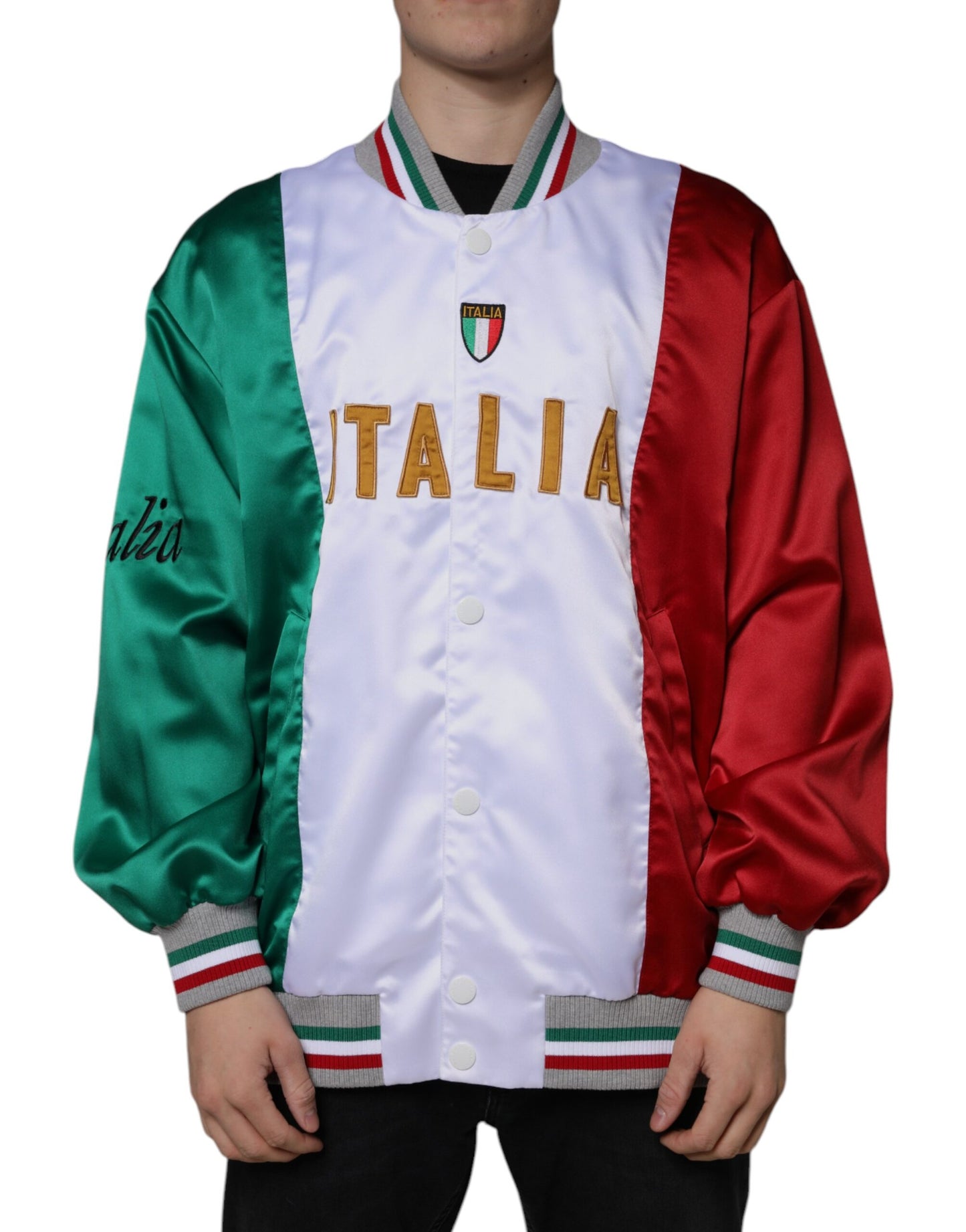 Chaqueta Bomber con Botones Italia Multicolor de Dolce & Gabbana