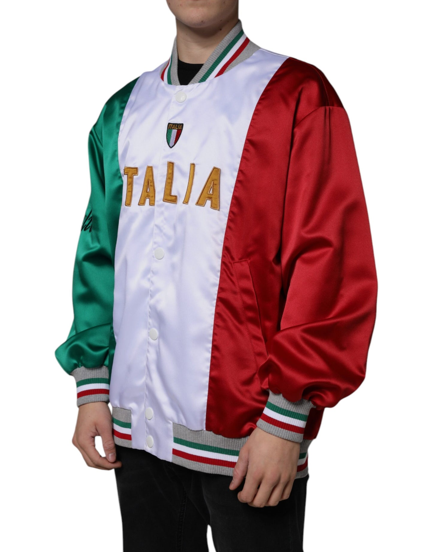 Chaqueta Bomber con Botones Italia Multicolor de Dolce & Gabbana