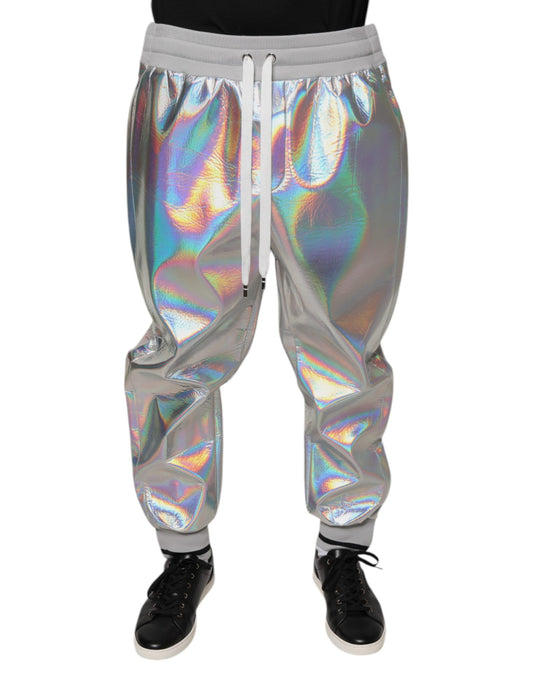 Pantalones de chándal jogger iridiscentes plateados de Dolce & Gabbana para hombre