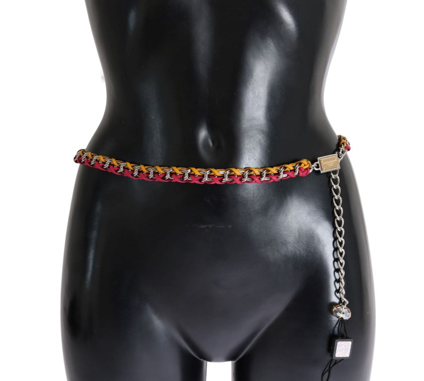 Cinturón de piel con cristales rojo y amarillo Dolce & Gabbana