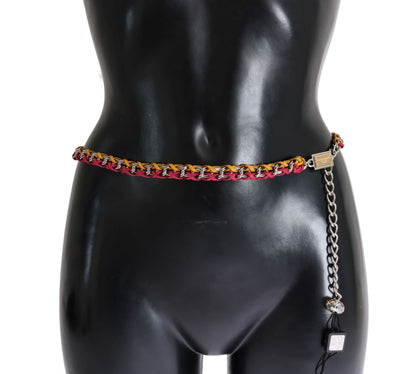 Cinturón de piel con cristales rojo y amarillo Dolce & Gabbana