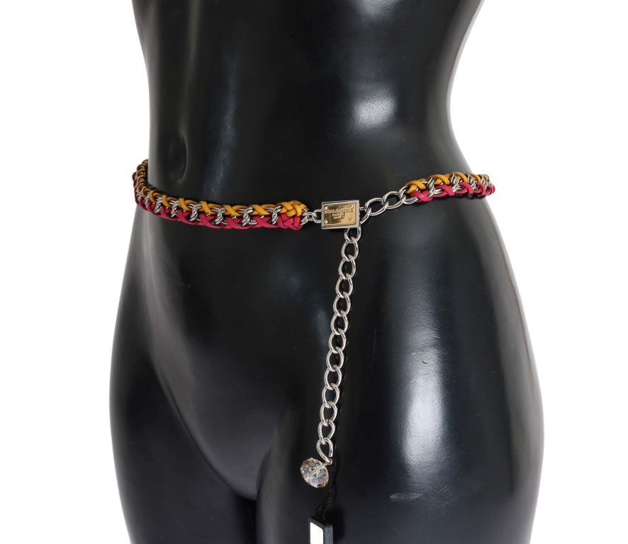 Cinturón de piel con cristales rojo y amarillo Dolce & Gabbana