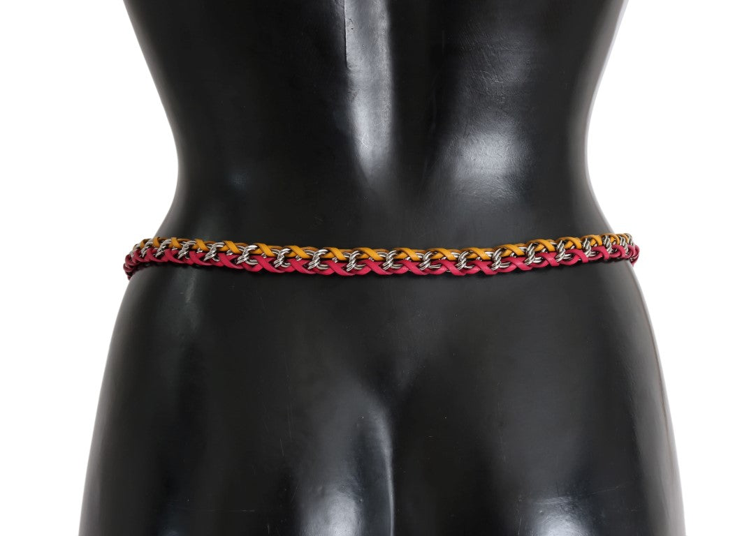 Cinturón de piel con cristales rojo y amarillo Dolce & Gabbana