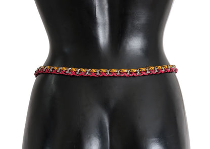 Cinturón de piel con cristales rojo y amarillo Dolce & Gabbana