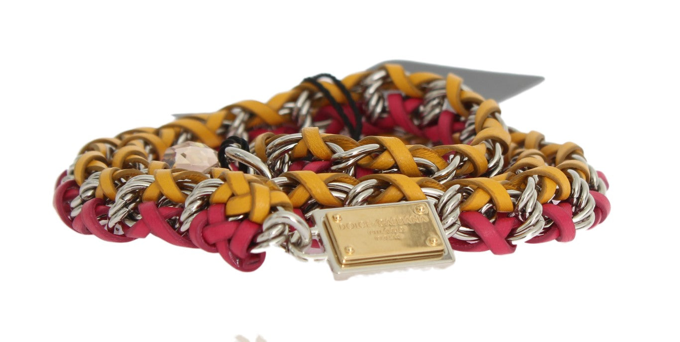 Cinturón de piel con cristales rojo y amarillo Dolce & Gabbana