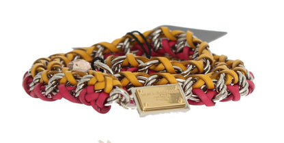 Cinturón de piel con cristales rojo y amarillo Dolce & Gabbana