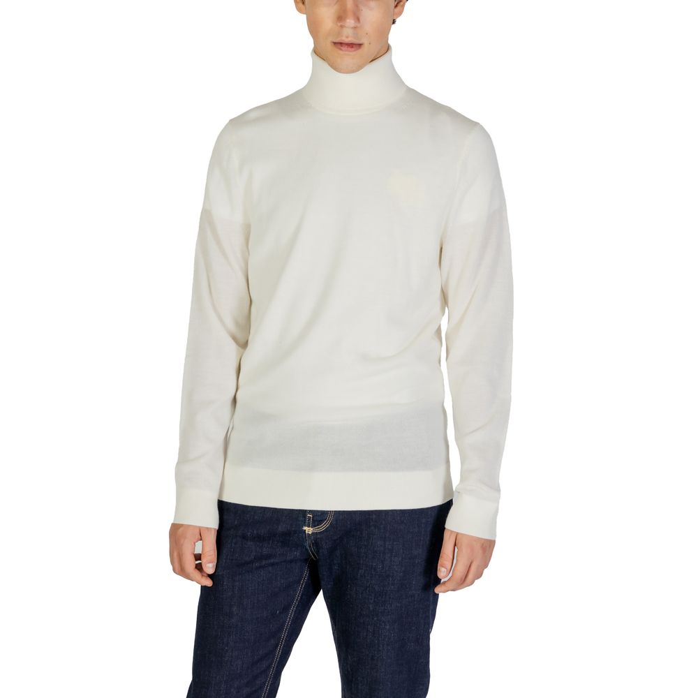 Calvin Klein Jeans Suéter de cuello alto de lana color crema