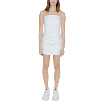 Tommy Hilfiger Jeans Vestido Corto Blanco de Algodón Reciclado