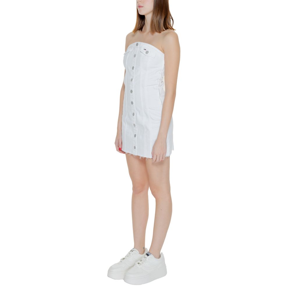 Tommy Hilfiger Jeans Vestido Corto Blanco de Algodón Reciclado
