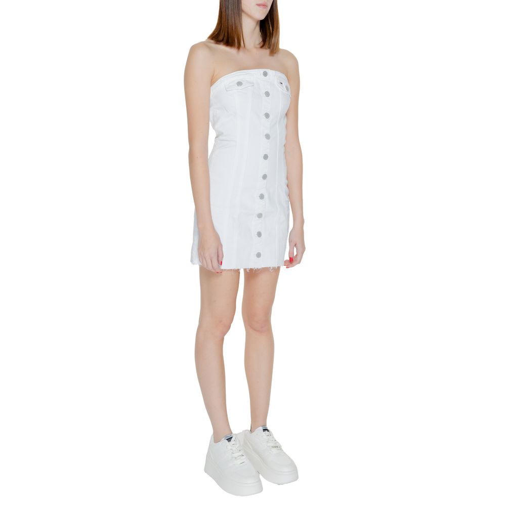 Tommy Hilfiger Jeans Vestido Corto Blanco de Algodón Reciclado