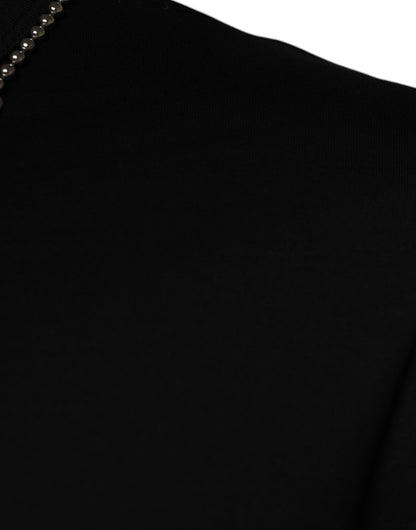 Camiseta Dolce & Gabbana de Algodón Negro con Cuello Decorado