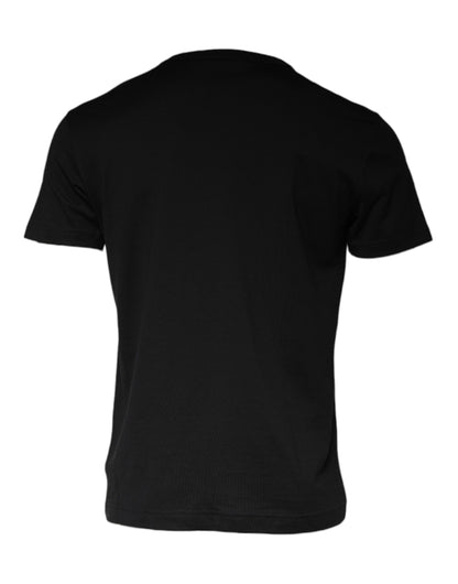 Camiseta Dolce & Gabbana de Algodón Negro con Cuello Decorado