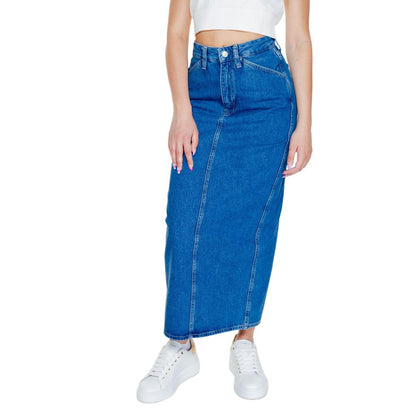 Falda larga Calvin Klein Jeans de algodón azul