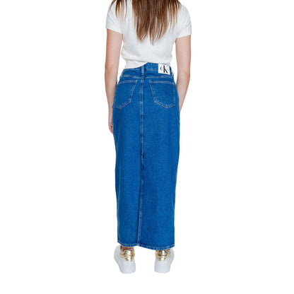 Falda larga Calvin Klein Jeans de algodón azul