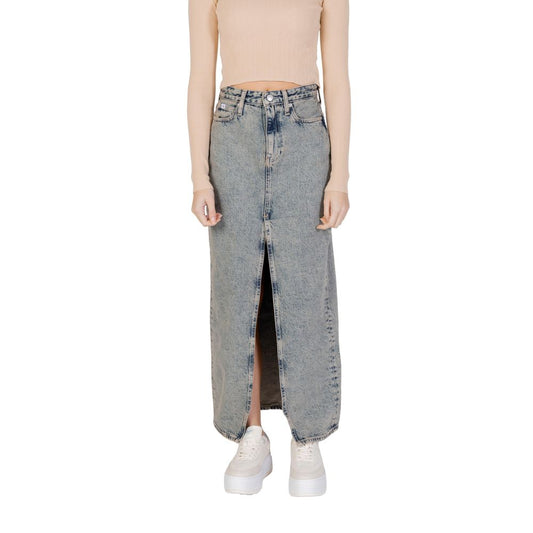 Falda larga de algodón azul Calvin Klein Jeans