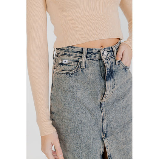 Falda larga de algodón azul Calvin Klein Jeans