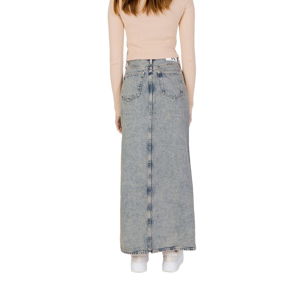 Falda larga de algodón azul Calvin Klein Jeans