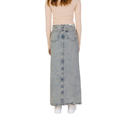 Falda larga de algodón azul Calvin Klein Jeans