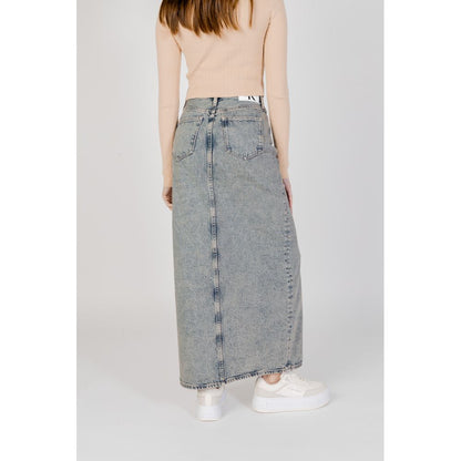 Falda larga de algodón azul Calvin Klein Jeans