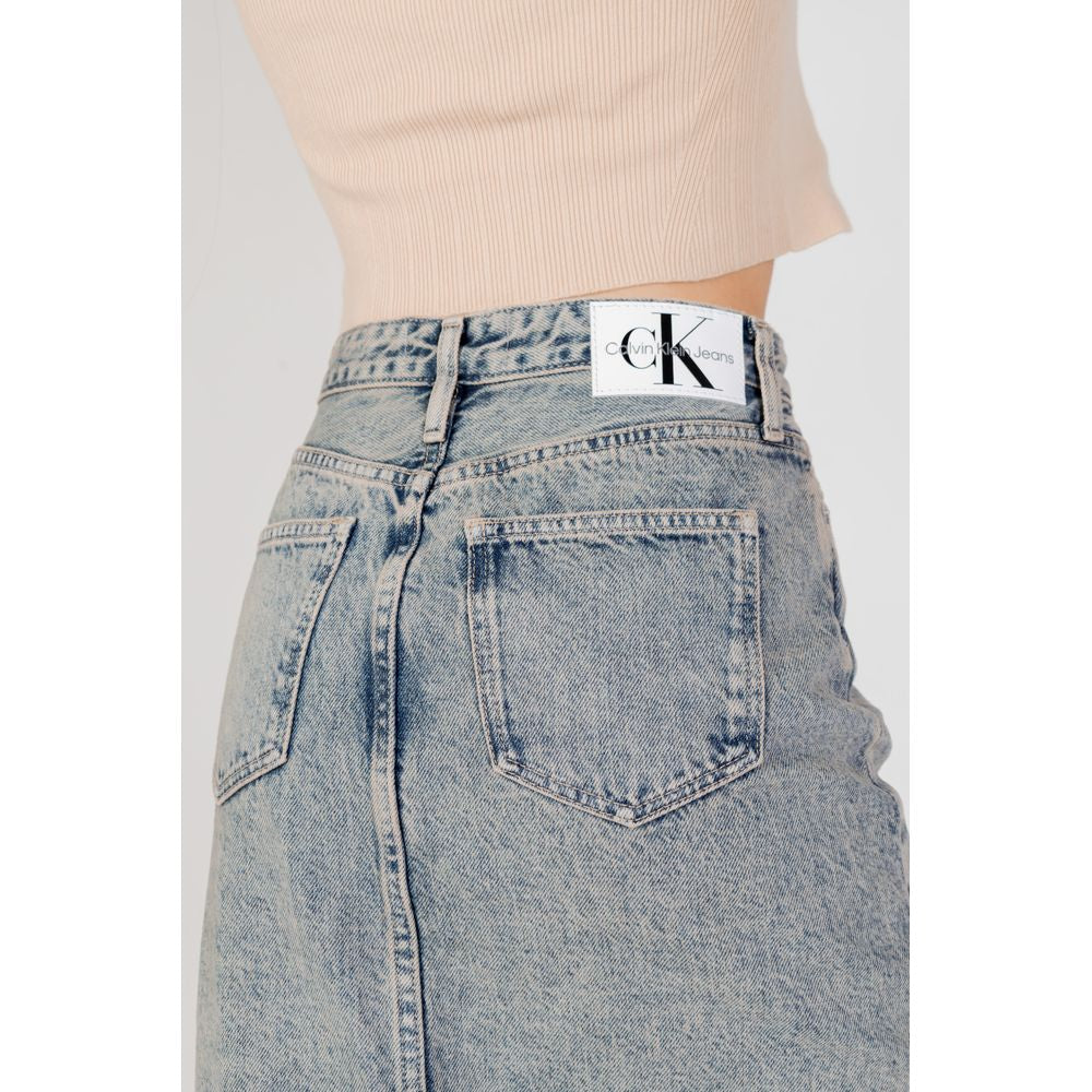 Falda larga de algodón azul Calvin Klein Jeans