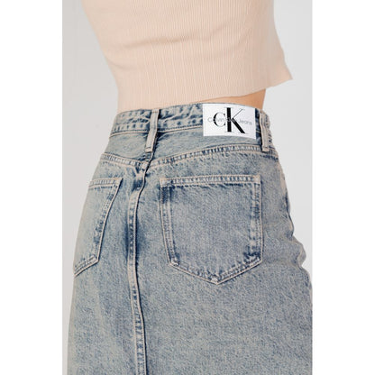Falda larga de algodón azul Calvin Klein Jeans