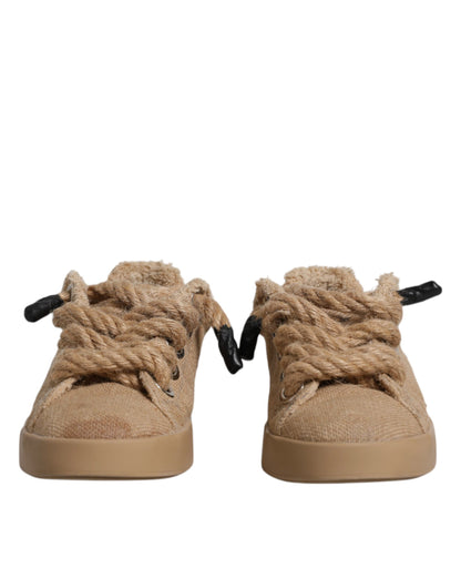 Zapatillas bajas de hombre Dolce & Gabbana de tela de yute marrón