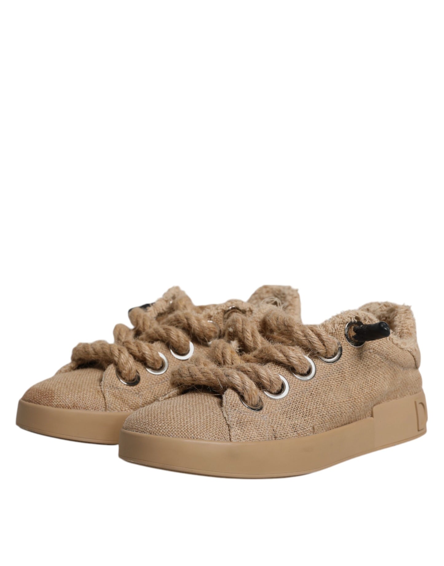 Zapatillas bajas de hombre Dolce & Gabbana de tela de yute marrón