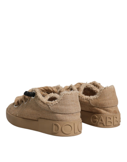 Zapatillas bajas de hombre Dolce & Gabbana de tela de yute marrón