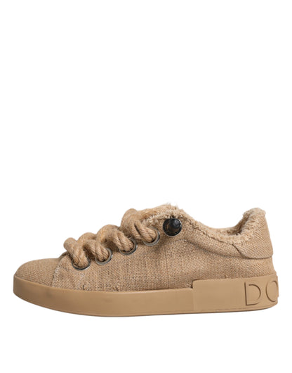 Zapatillas bajas de hombre Dolce & Gabbana de tela de yute marrón