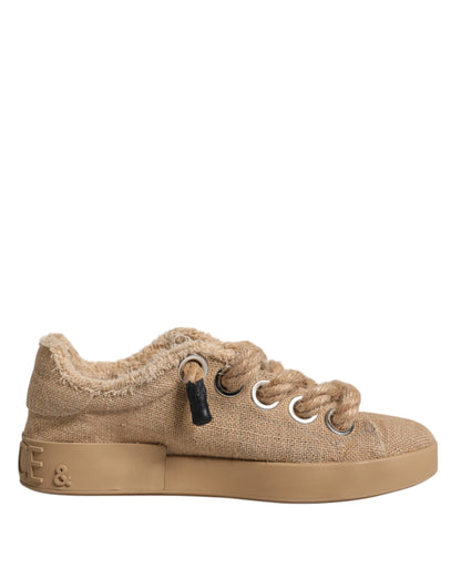 Zapatillas bajas de hombre Dolce & Gabbana de tela de yute marrón