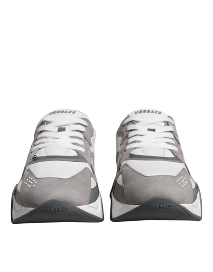Zapatillas Versace Squalo de cuero gris, neopreno y suela gruesa bajas