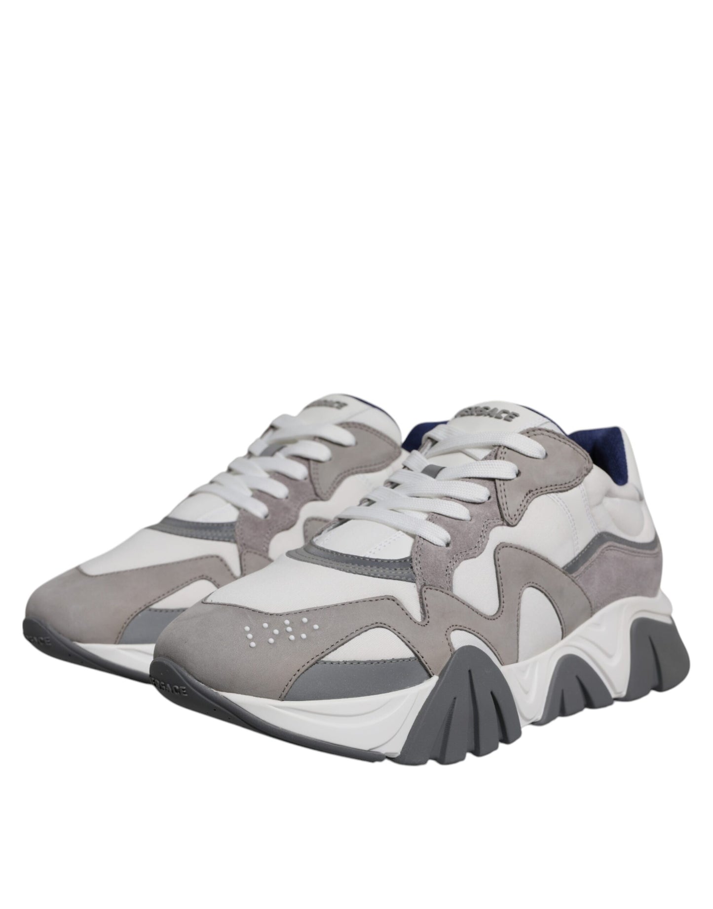 Zapatillas Versace Squalo de cuero gris, neopreno y suela gruesa bajas