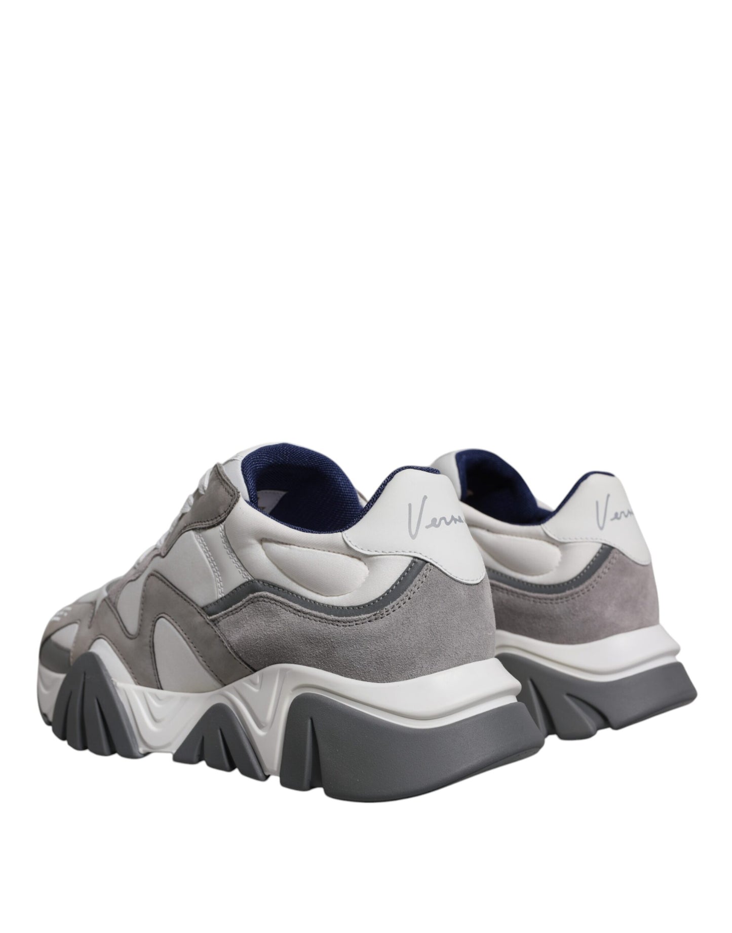 Zapatillas Versace Squalo de cuero gris, neopreno y suela gruesa bajas