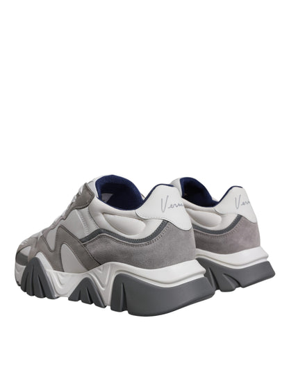 Zapatillas Versace Squalo de cuero gris, neopreno y suela gruesa bajas